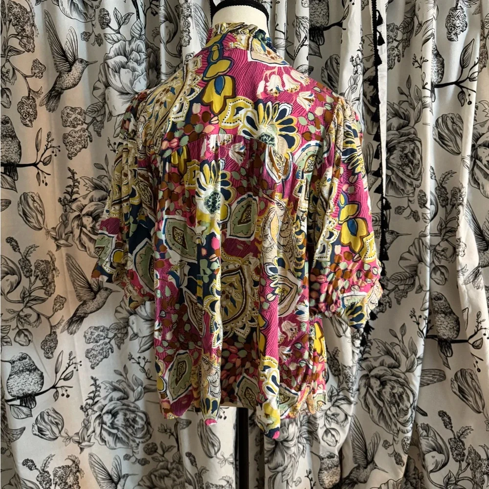 Umgee Pink and Yellow Floral Blouse - Picture 4 of 7